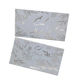 Elegante zilvergrijze Eid Mubarak cadeau enveloppen met bloemen en metallic tekst